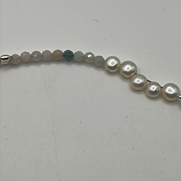 ROSE QUARTZ, MOONSTONE, MORGANITE, PINK AB CRYSTAL, AND STERLING NECKLACE 17” - Picture 11 of 15